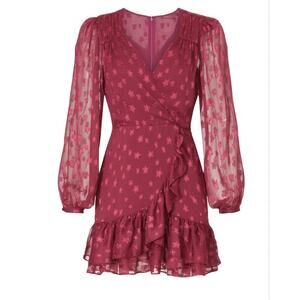 Yumi Kim Gwen Mini Dress size M Star Printed Starry Sky Plum NWT  Long Sleeve